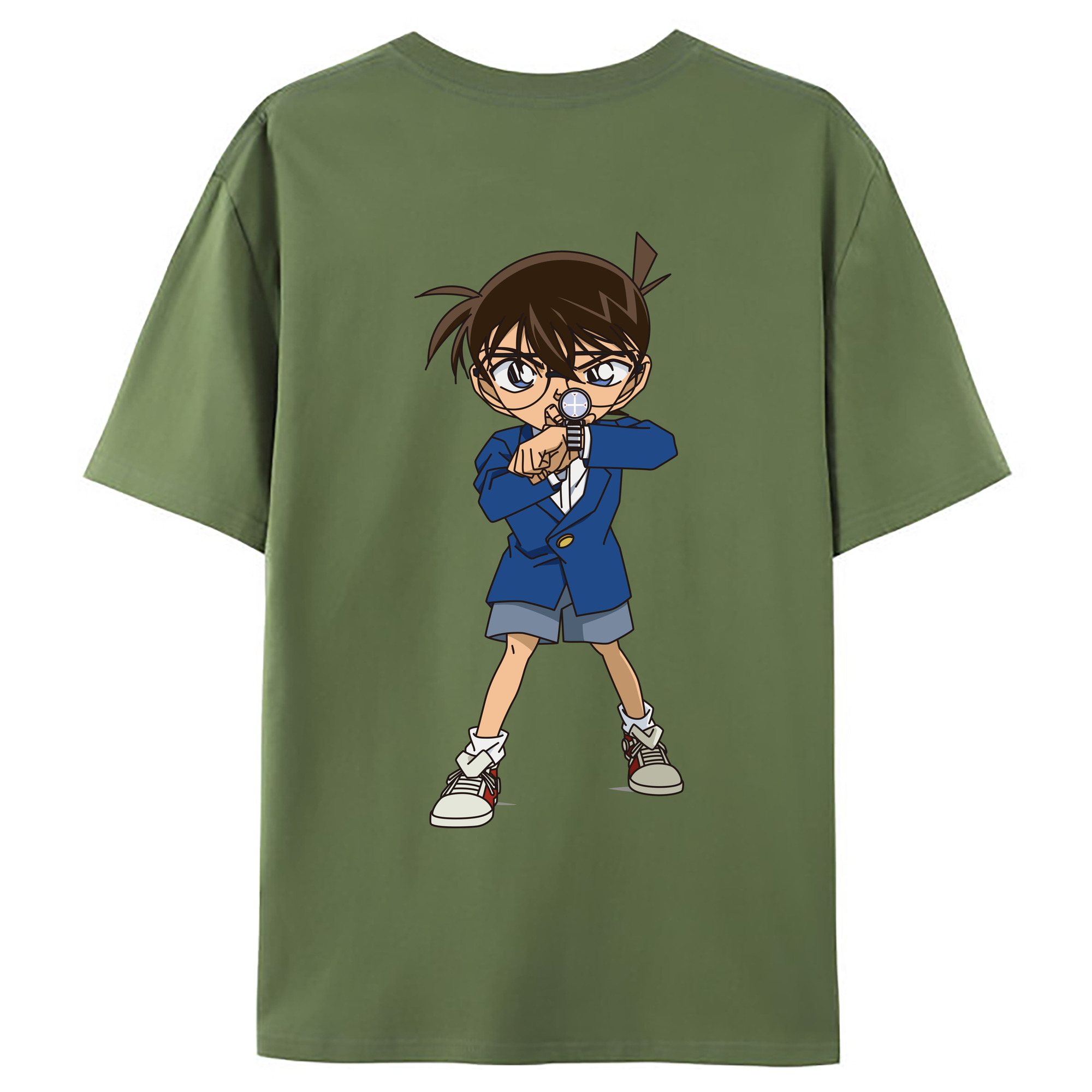 （画像用） 名探偵コナン 江戸川 コナン Detective Conan Conan Edogawa 綿100％ メンズ半袖Tシャツ（バックプリント） 通気性